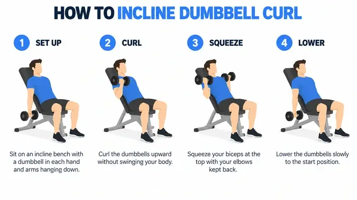 How to do an incline dumbbell curl step by step