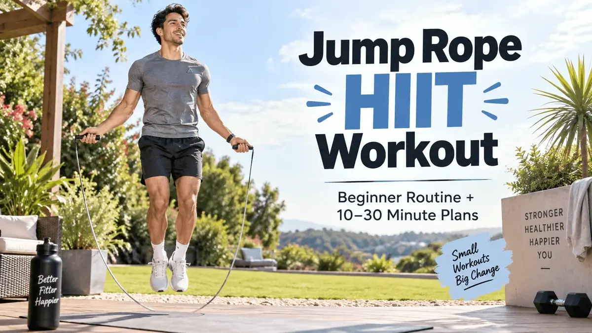 Man doing a jump rope HIIT workout outdoors