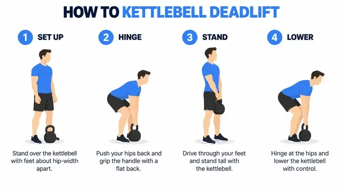 How to do a kettlebell deadlift step by step
