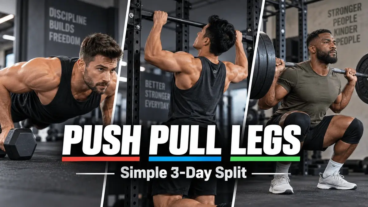 Push pull legs workout split with a simple three-day training plan