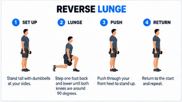 How to do a reverse lunge with dumbbells