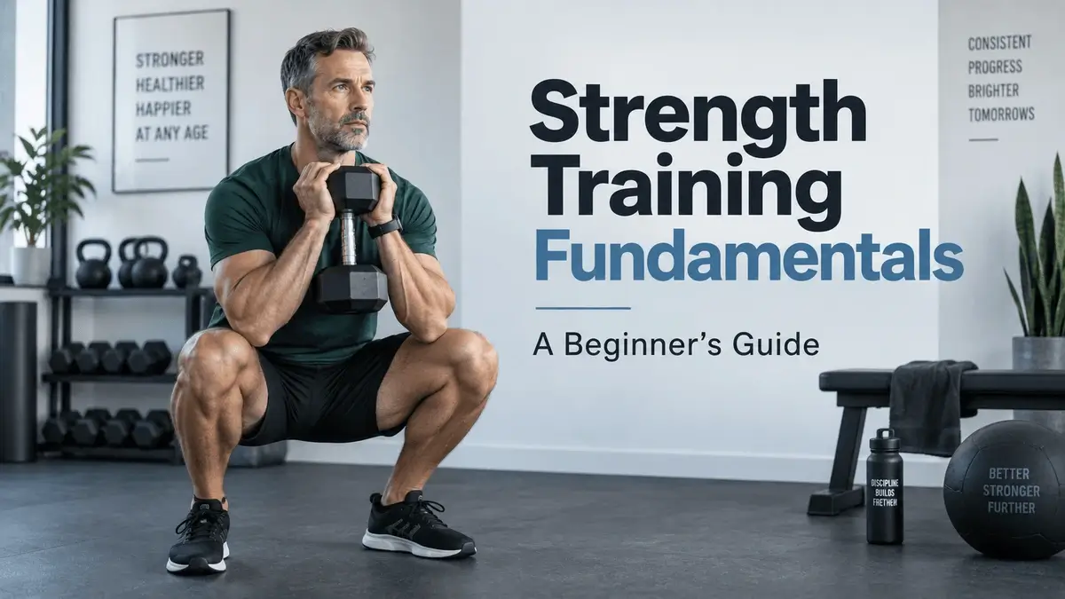 Man doing a dumbbell squat during strength training